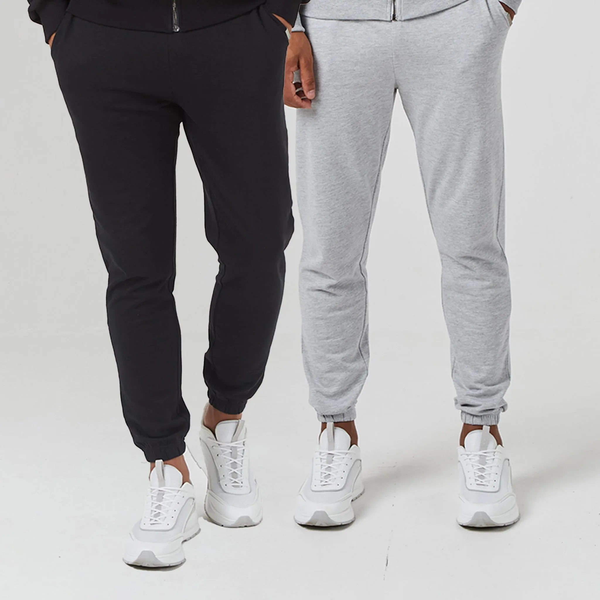 2-Pack Relaxed Fit Cuffed Joggers | Black / Grey Marl