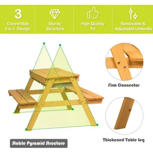 3 In 1 Convertible Picnic Table Set for Kids