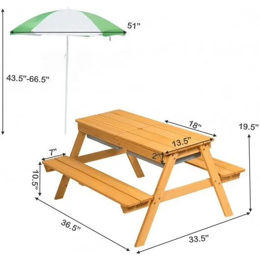 3 In 1 Convertible Picnic Table Set for Kids