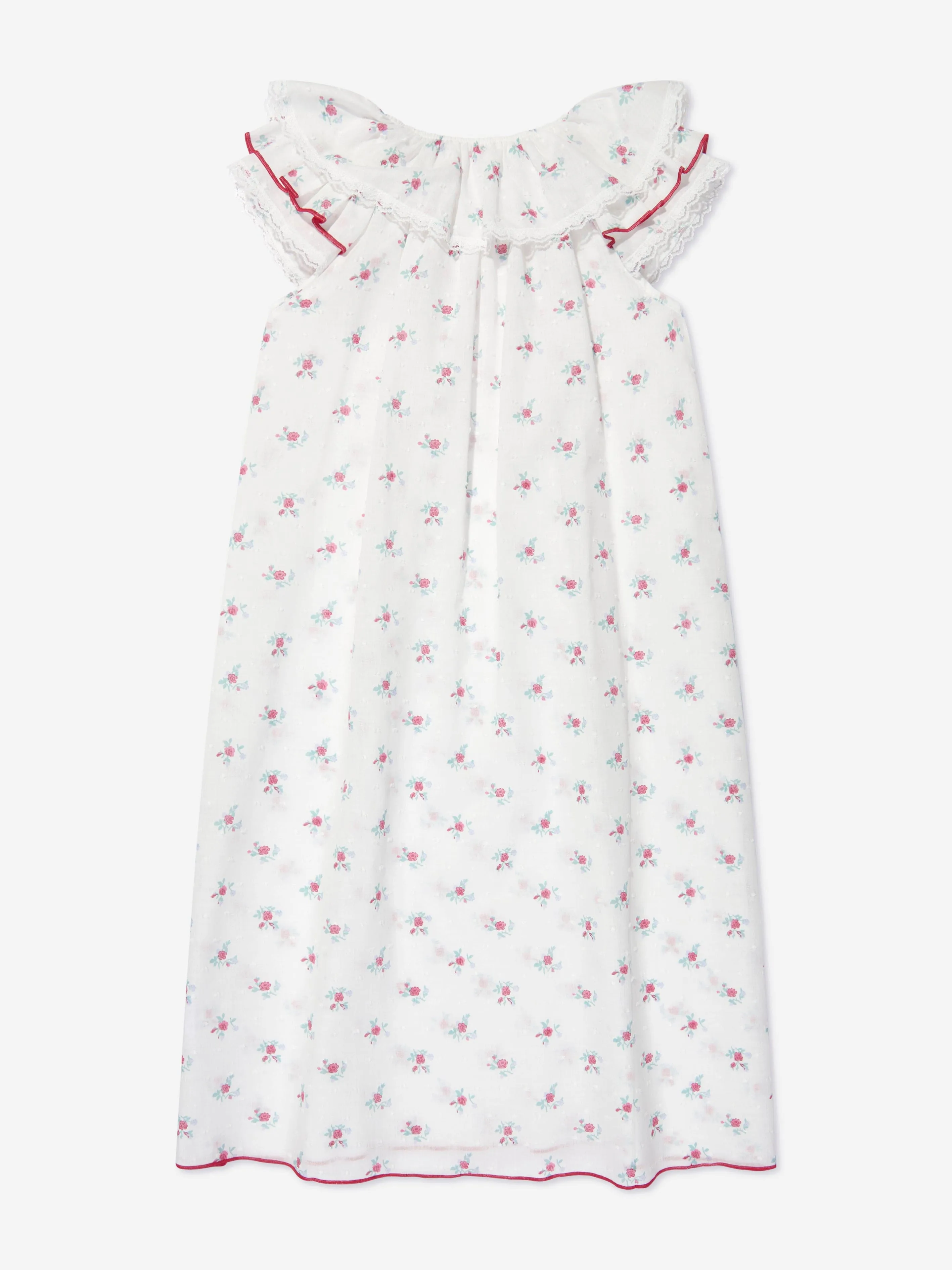 Amiki Children Girls Klara Pink Flowers Nightdress in White