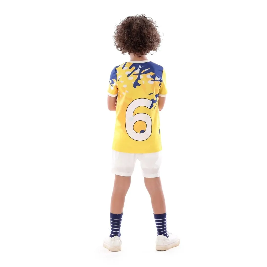 Anja Boys Yellow and Blue Football T-Shirt [WS]