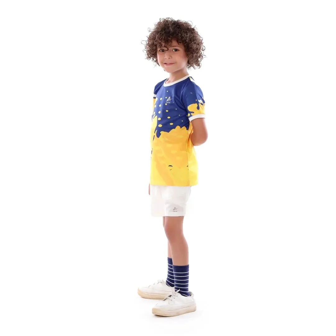 Anja Boys Yellow and Blue Football T-Shirt [WS]