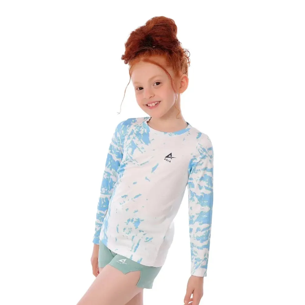 Anja Girls White And Blue Sports T-Shirt [WS]