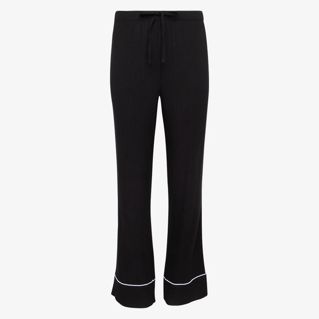 Black Ribbed Women's Relaxed Pant Luxe Loungewear