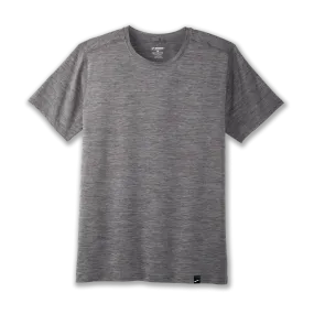 Brooks Men's Luxe Short Sleeve Heather Charcoal