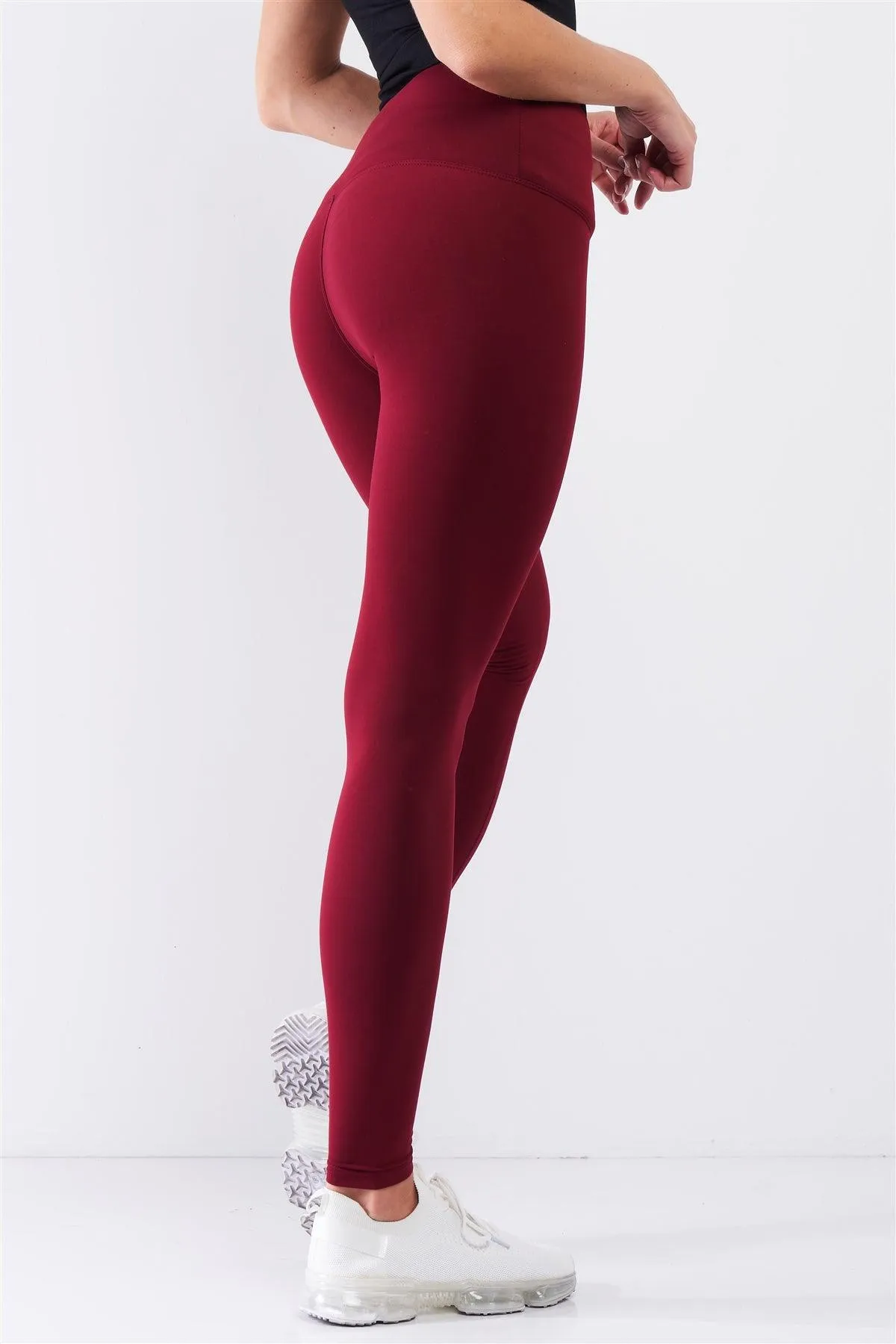 Burgundy High-Rise Tight Fit Soft Yoga & Work Out Legging Pants /1-2-2-1