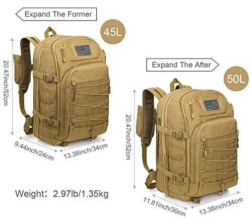 GFX4™ Expandable 45-50L Tactical Outdoor Hiking Bag | 3 Day Bug Out Army MOLLE Backpack