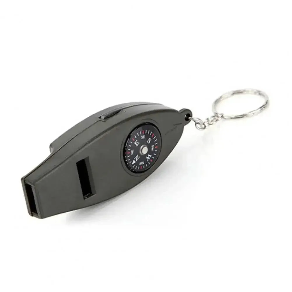 Hiking Whistle Keychain Design Thermometer Bite-resistant 4 in 1 Multifunction Hiking Whistle Safety Whistle Reminding