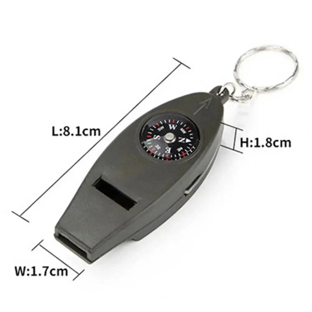 Hiking Whistle Keychain Design Thermometer Bite-resistant 4 in 1 Multifunction Hiking Whistle Safety Whistle Reminding