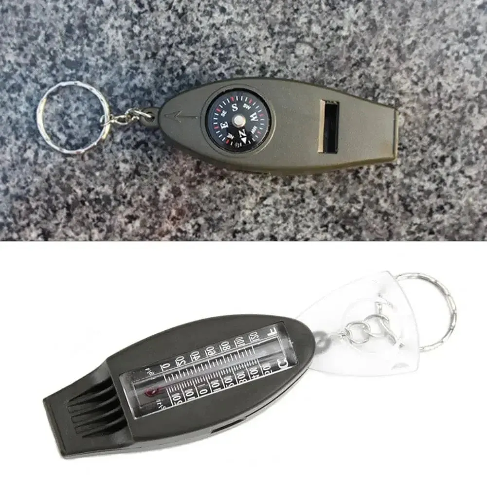 Hiking Whistle Keychain Design Thermometer Bite-resistant 4 in 1 Multifunction Hiking Whistle Safety Whistle Reminding