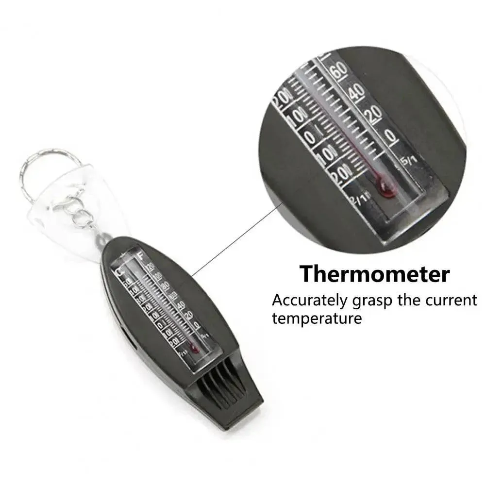 Hiking Whistle Keychain Design Thermometer Bite-resistant 4 in 1 Multifunction Hiking Whistle Safety Whistle Reminding