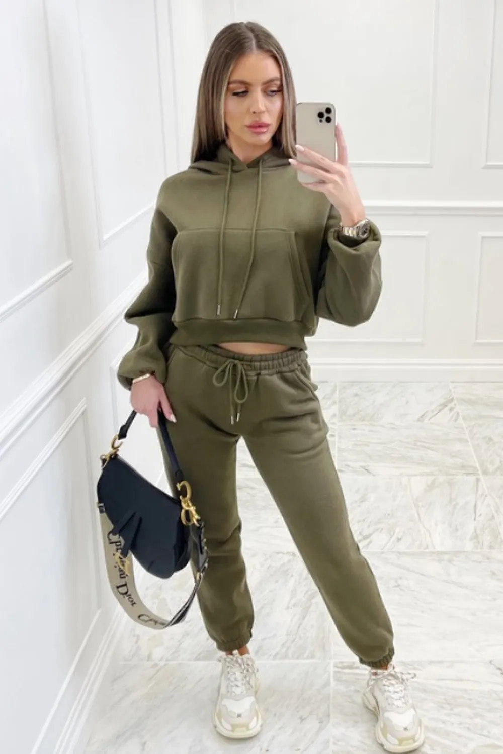 Houston khaki hooded loungewear set