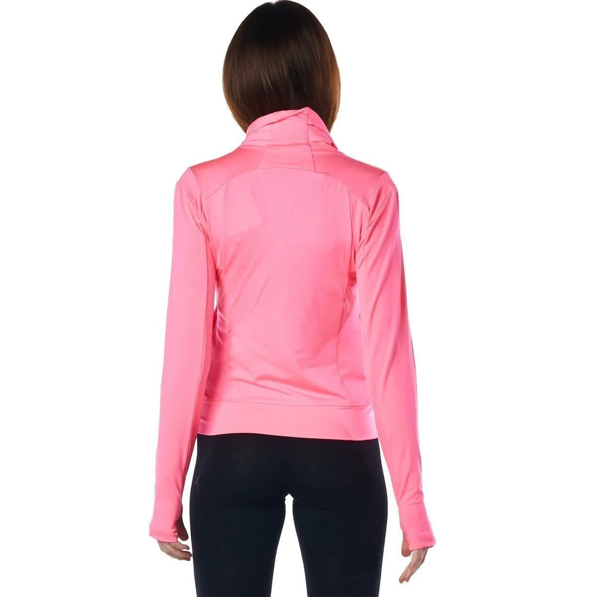 LA Society Women's Pink Yoga Sport Fitness Running  Wrap Zipper Design Jacket