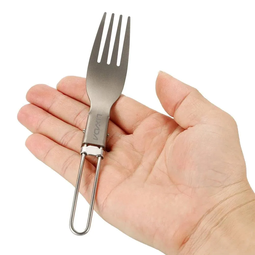 Lixada Titanium Folding Fork Ultralight Outdoor Portable Dinner Fruit Fork Flatware Outdoor Tableware for Camping Backpacking