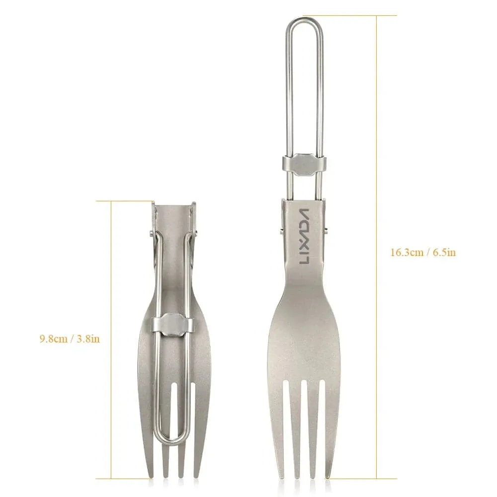 Lixada Titanium Folding Fork Ultralight Outdoor Portable Dinner Fruit Fork Flatware Outdoor Tableware for Camping Backpacking