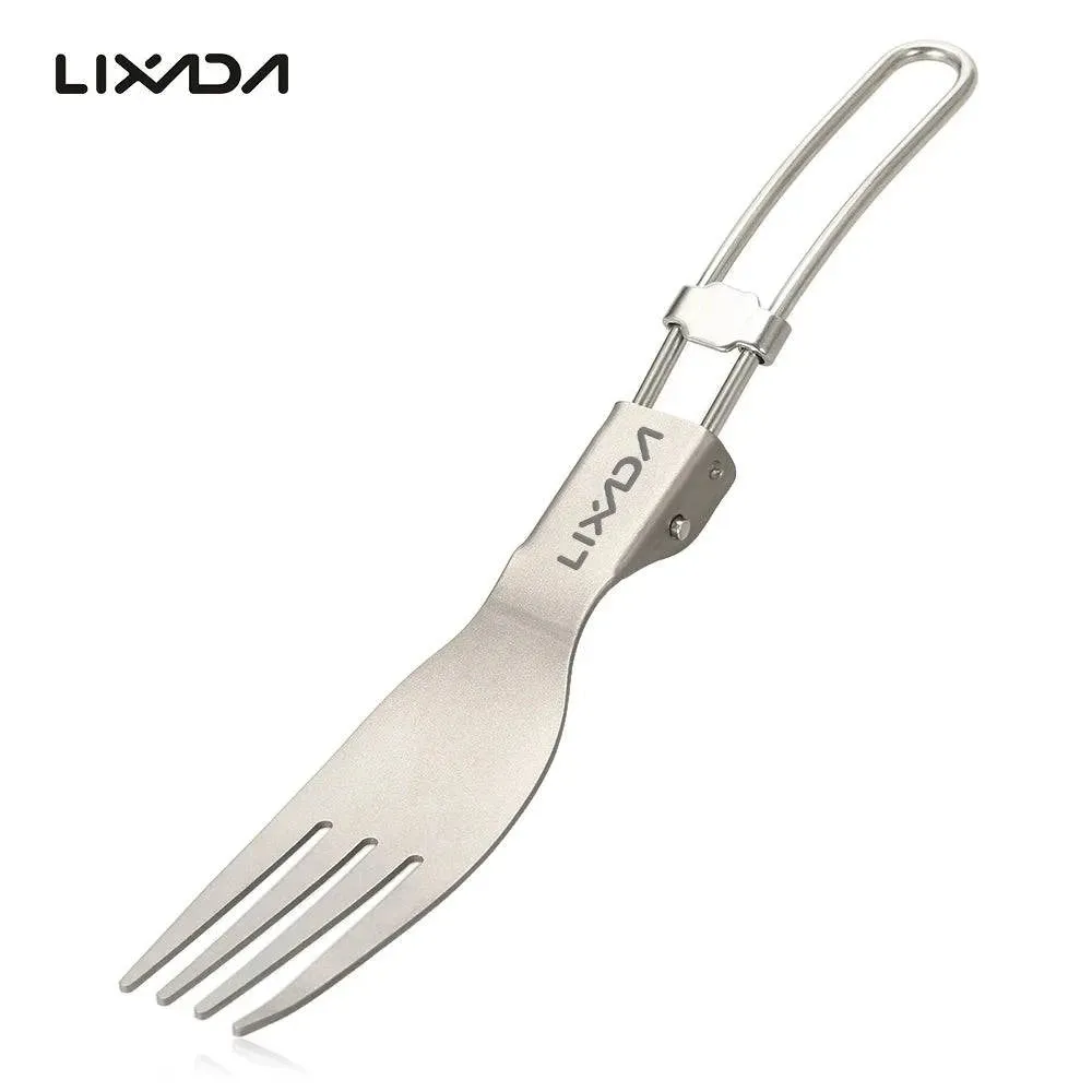 Lixada Titanium Folding Fork Ultralight Outdoor Portable Dinner Fruit Fork Flatware Outdoor Tableware for Camping Backpacking