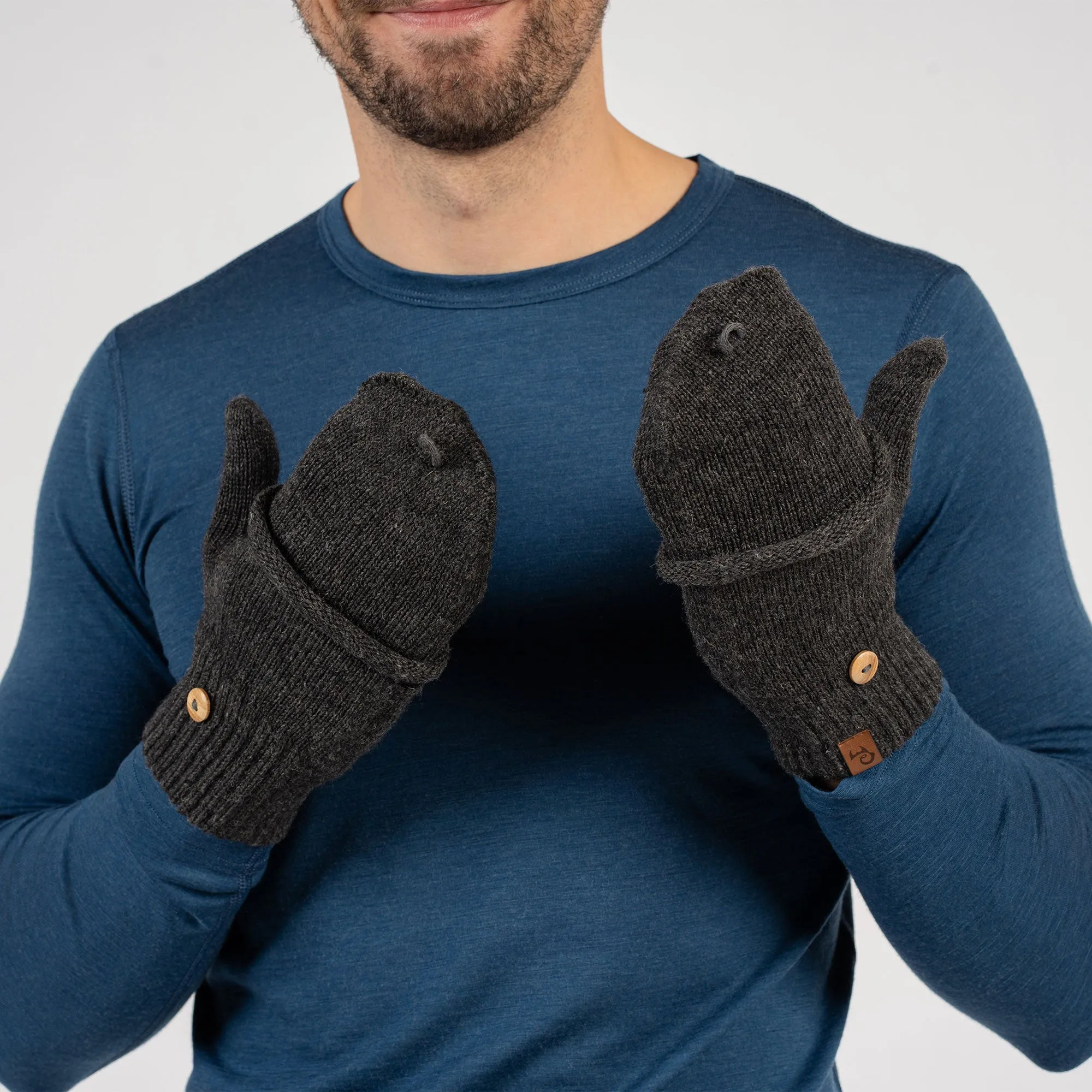 Men's Knit Convertible Mittens Merino