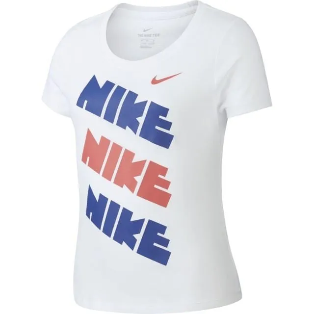 Nike Apparel Kids Training Bv5396-100 G Nsw Tee Houndstooth Scoop White