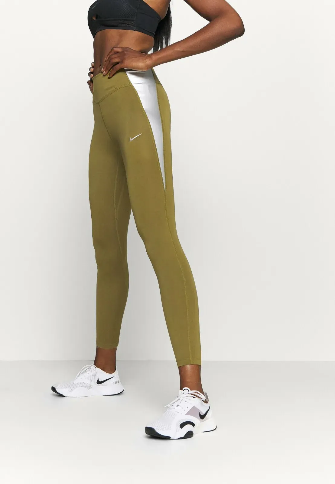 Nike Performance ONE COLORBLOCK Women's Leggings Gym Yoga Running Olive