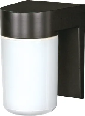 Nuvo 1-Light 6.8" Outdoor Wall Light w/ White Glass Cylinder in Black Finish