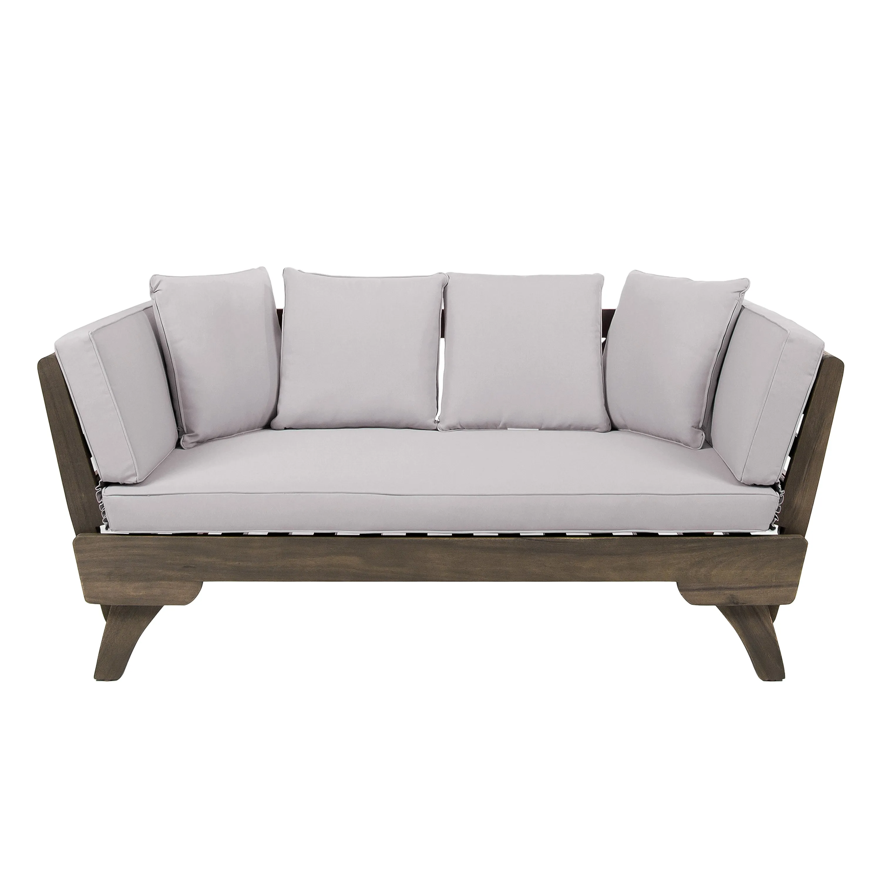 Othello Gray Acacia Convertible Outdoor Sofa Daybed