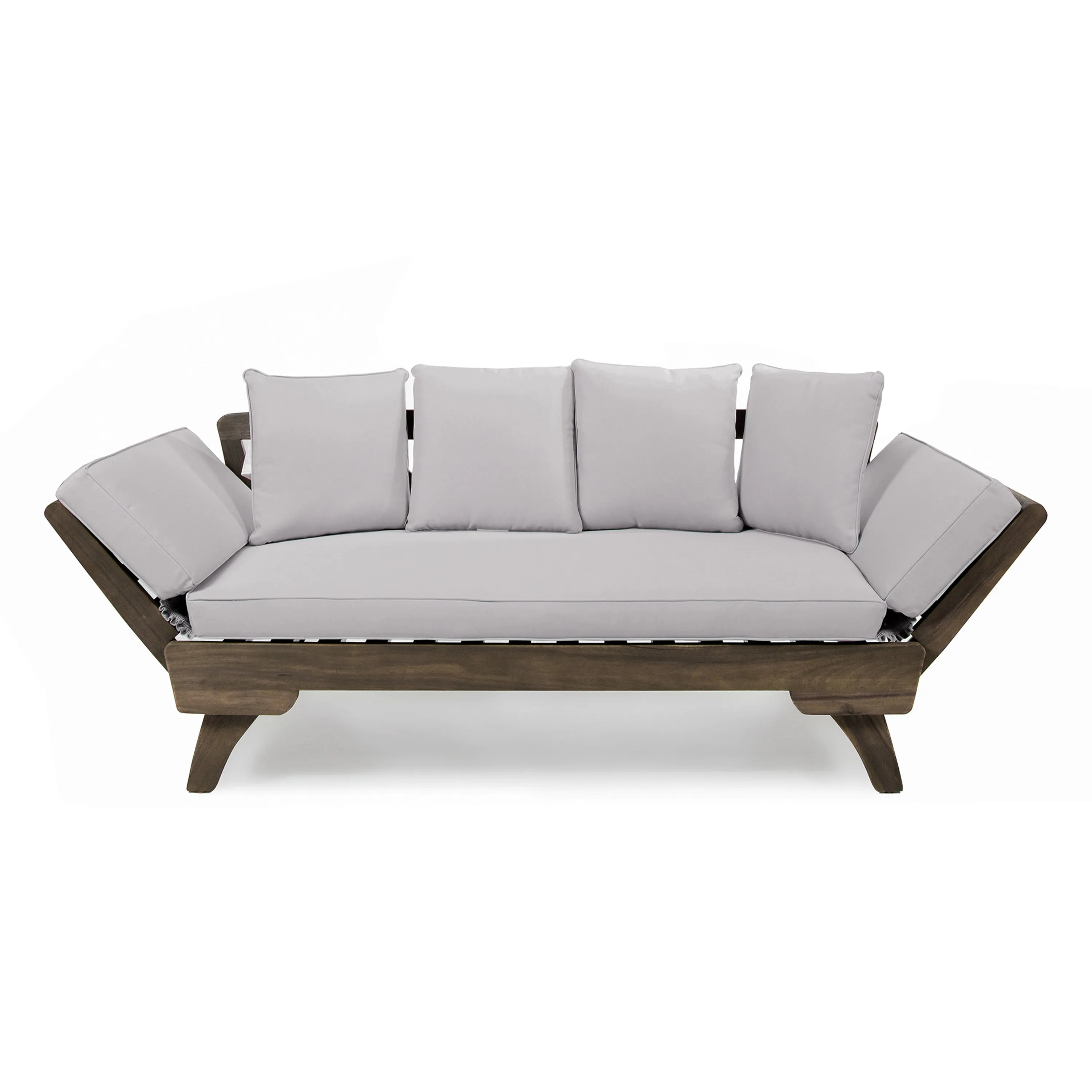 Othello Gray Acacia Convertible Outdoor Sofa Daybed