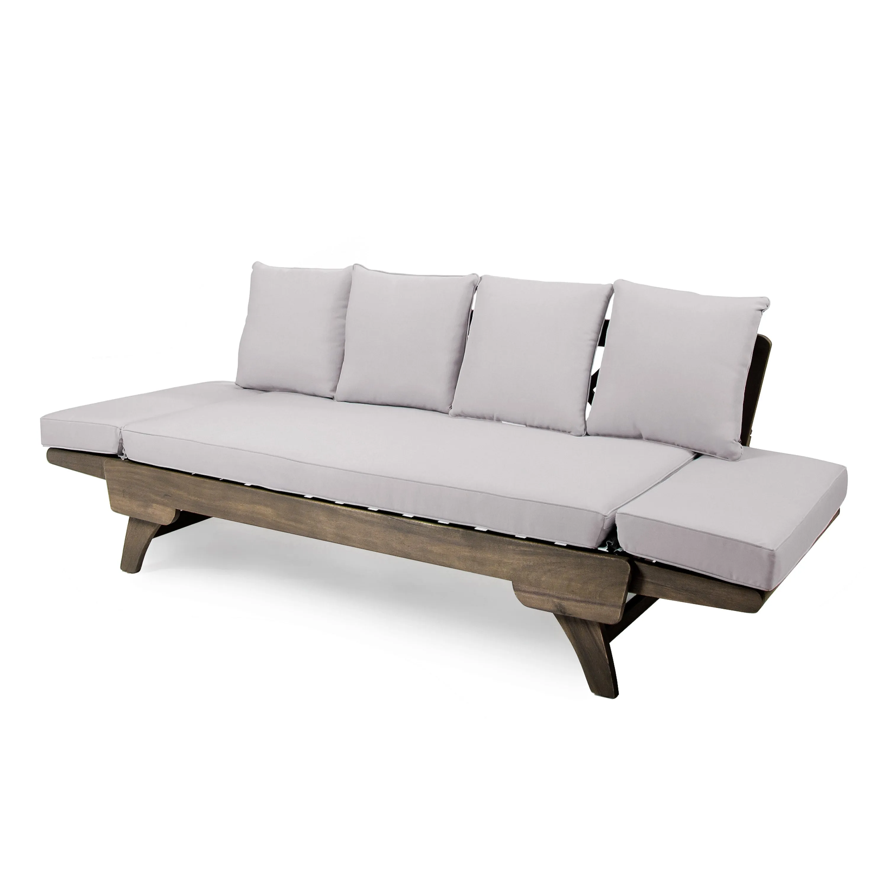 Othello Gray Acacia Convertible Outdoor Sofa Daybed