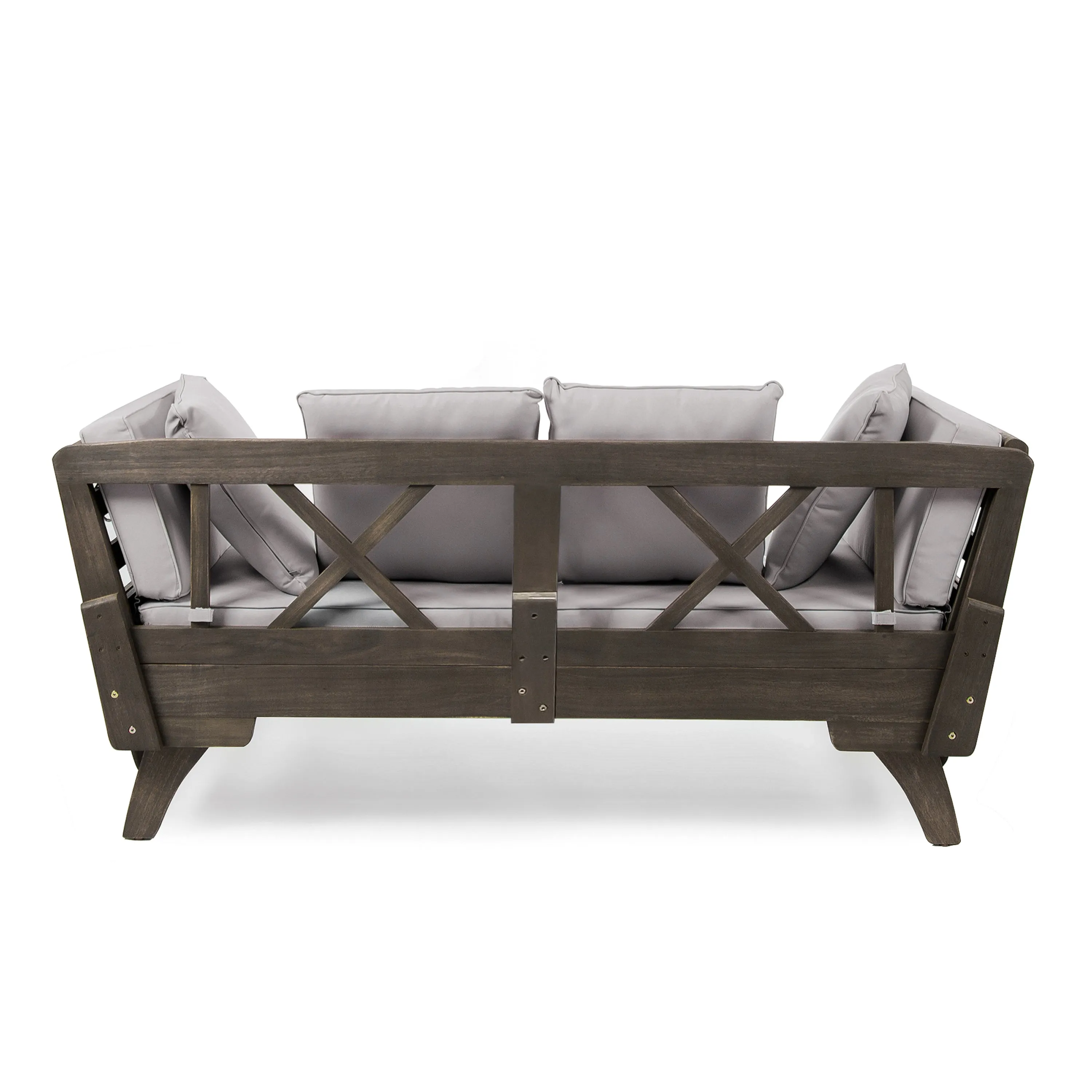 Othello Gray Acacia Convertible Outdoor Sofa Daybed