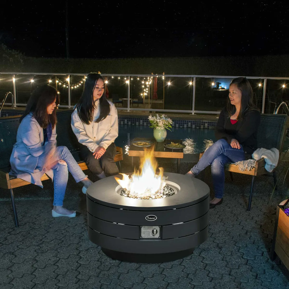 Outdoor Heater - Paramount Genesis Concrete Look Aluminum Convertible Round Fire Table, FP-551