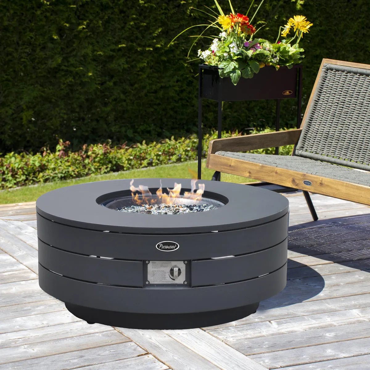 Outdoor Heater - Paramount Genesis Concrete Look Aluminum Convertible Round Fire Table, FP-551