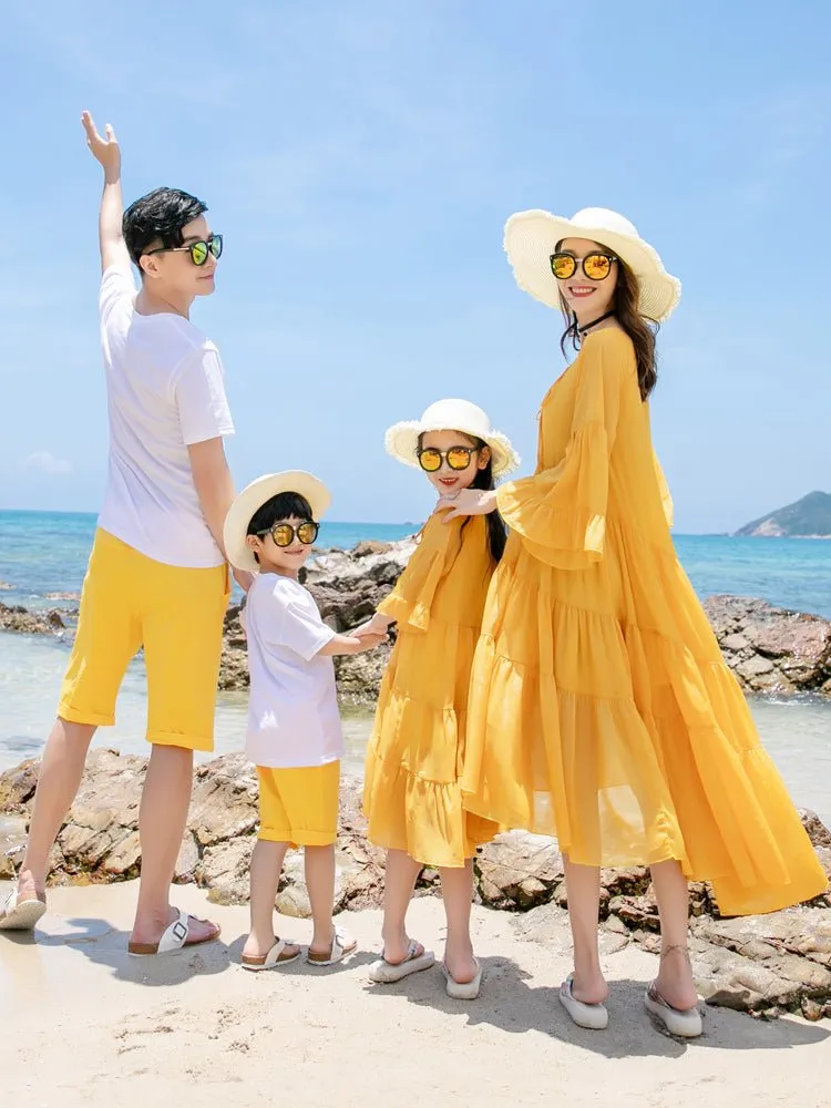 Parent-child Culottes - Loose Beach Dress Family Suit