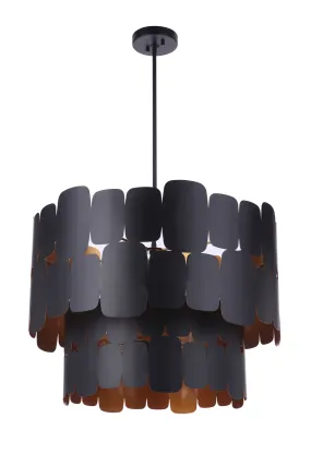 Sabrina 9 Light Pendant in Flat Black/Gold Luster