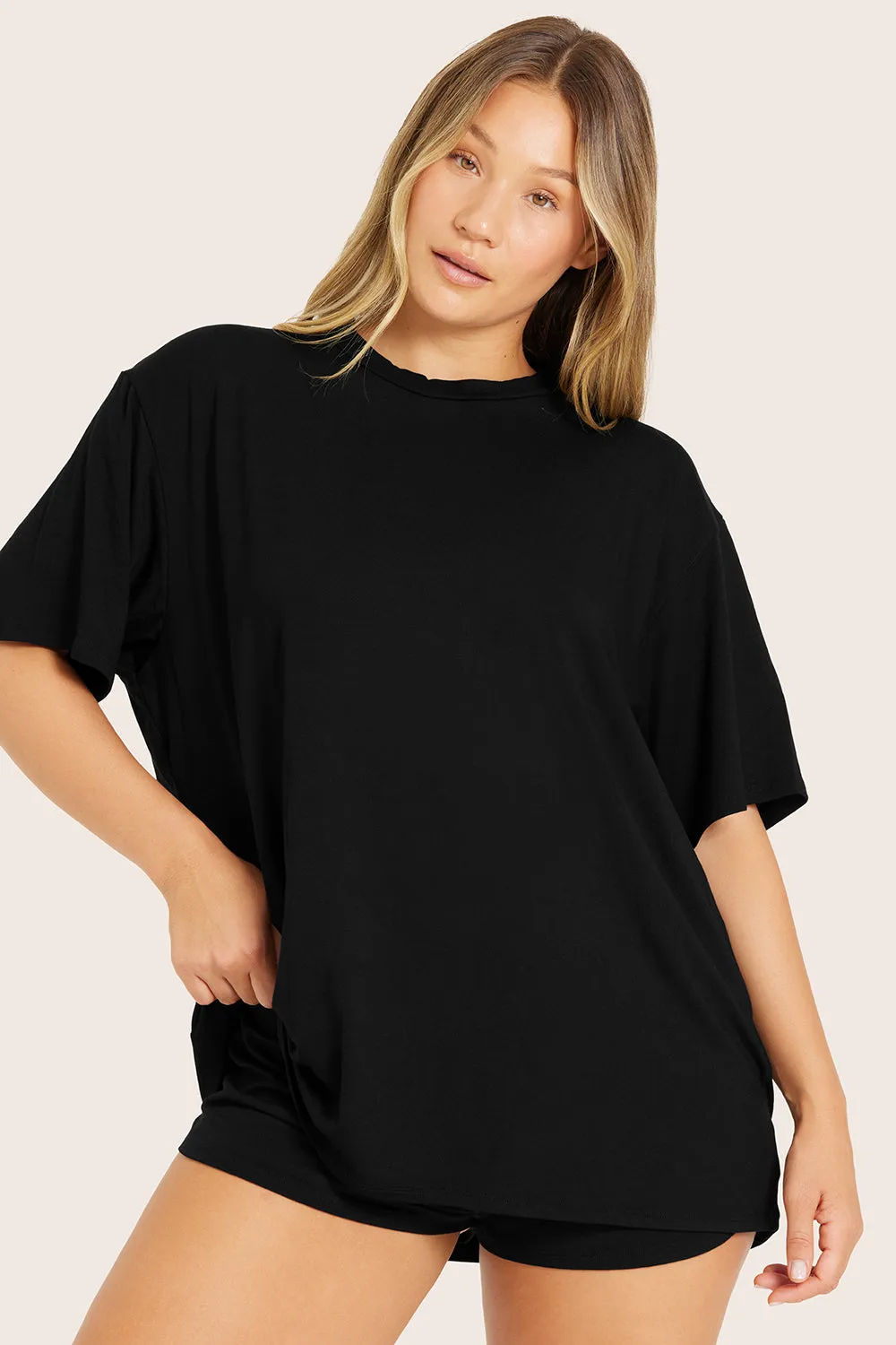 SET SLEEP® OVERSIZED BOYFRIEND SLEEP TEE - ONYX