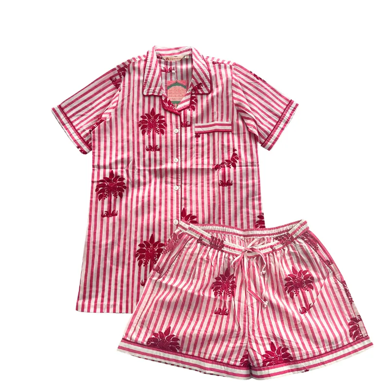 Shanti PJ Set Short | Pink Palms