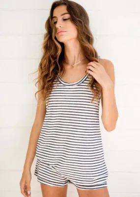 Sleepaholik French Terry Striped Sleep Loungewear Tank Top Made in USA