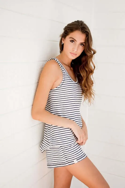 Sleepaholik French Terry Striped Sleep Loungewear Tank Top Made in USA