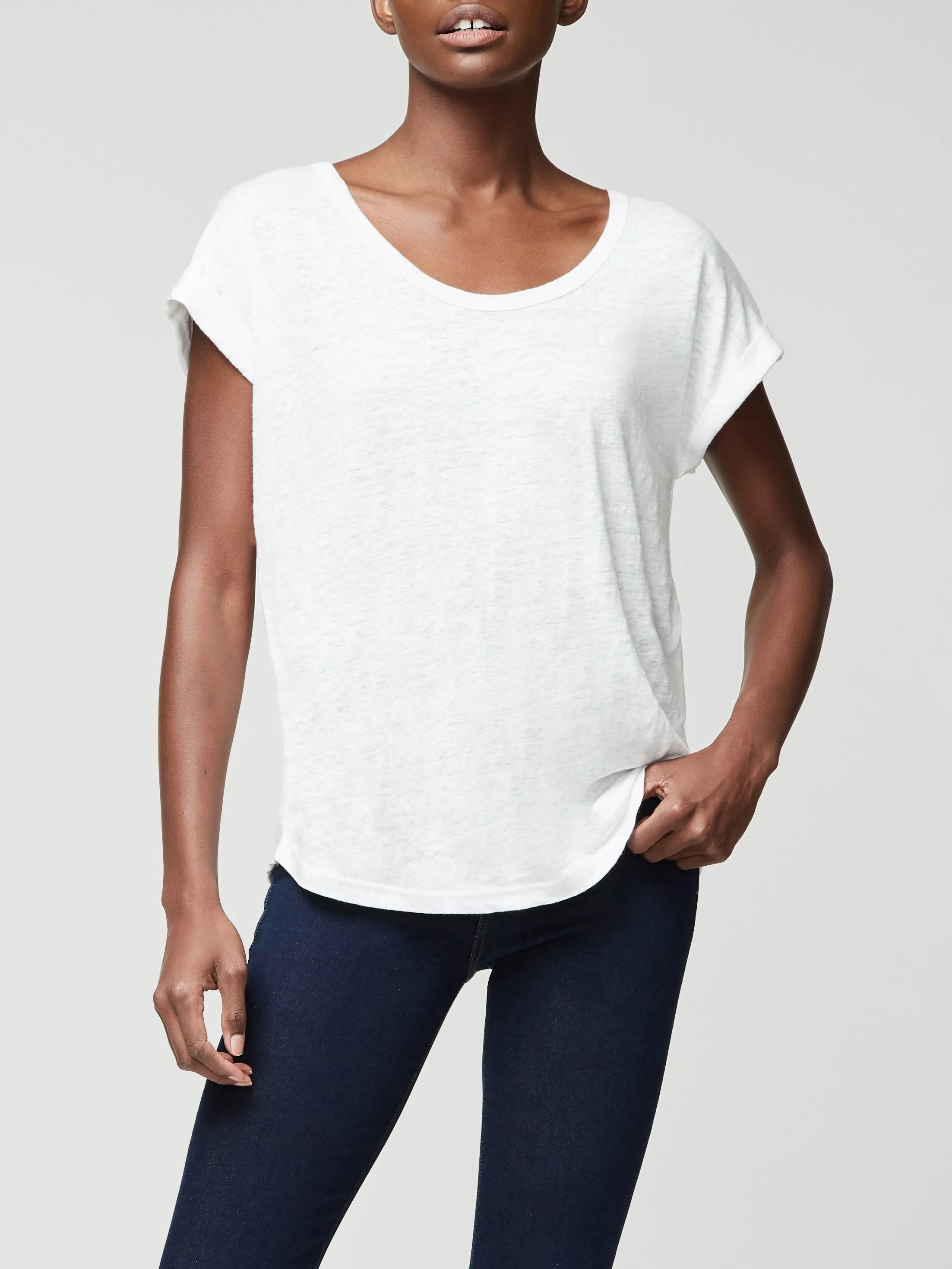 Slouchy Linen U Tee -- Blanc