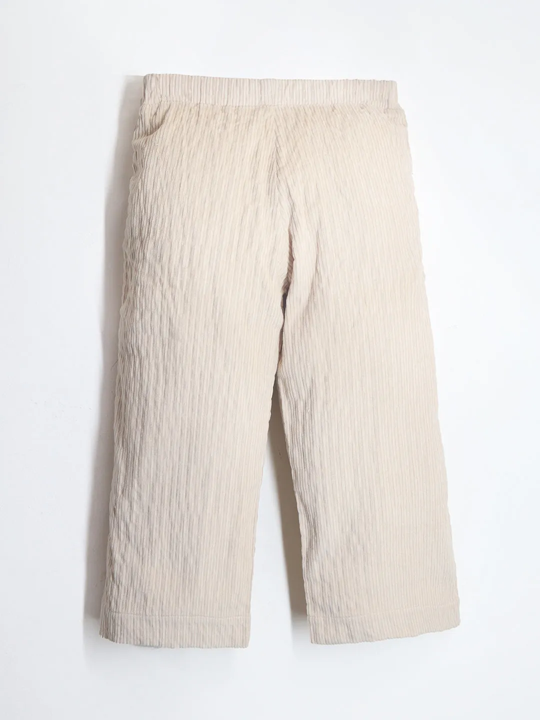 Smart Casual Cream Cotton Elasticated Culottes Pants For Girls