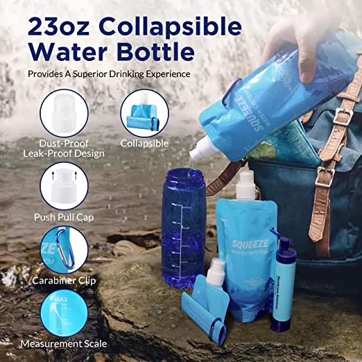 Squeeze Water Filtration Kit For Hiking Camping Travel