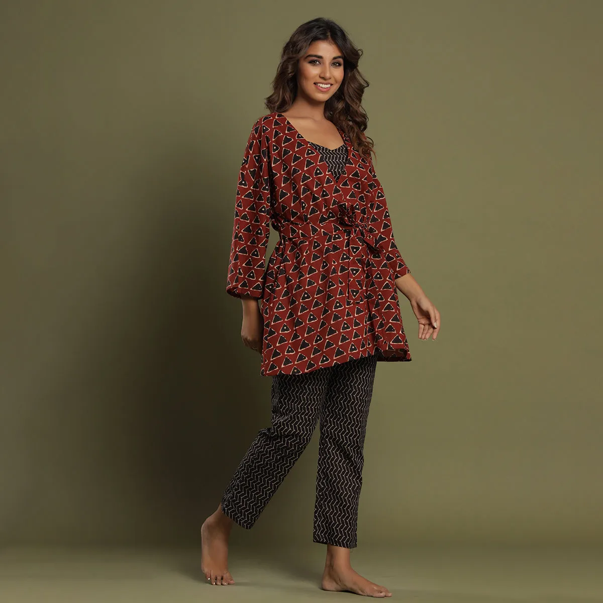 Three Piece Loungewear Set Maroon