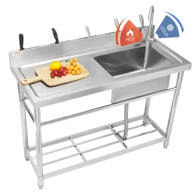 Vevor Stainless Steel Utility Sink 39.4"x19.1"x37.4" Commercial Single Bowl with Workbench NSF Certified New